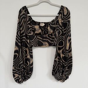 Urban Outfitters Black and Tan Crop Top